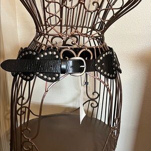 Black Studded  Heart Leather Belt